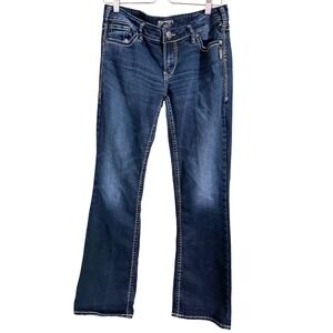 Silver Jeans Co Aiko Bootcut Dark Wash Embellished Pocket‎ Jeans Womens